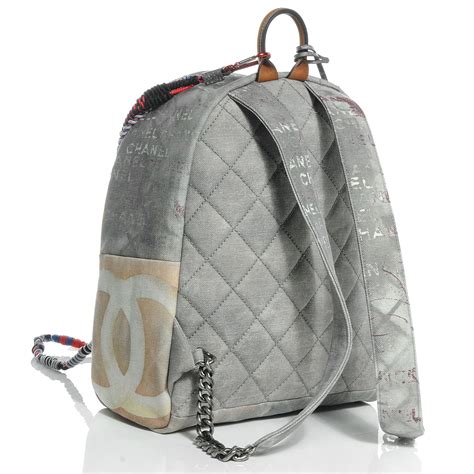 cheap chanel graffiti backpack|Chanel graffiti printed backpack.